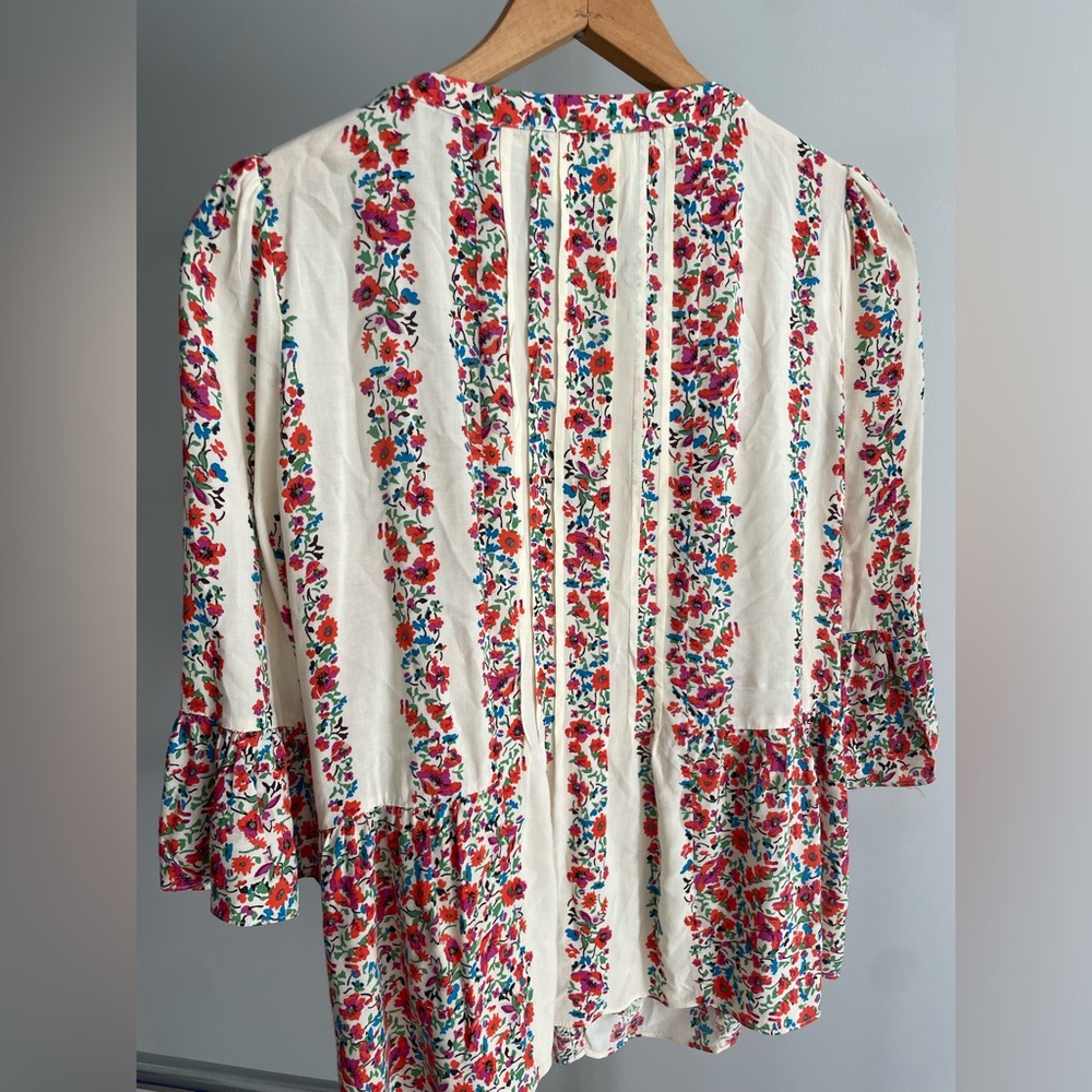 Anthropologie Maeve Womens Top Size 0 Button Hiver Boho Cottagecore Blouse Lace - Picture 9 of 14